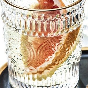300ML/380ML Capaciteit Rechte zonnebloem gegraveerd glas Drinkbeker Retro-stijl