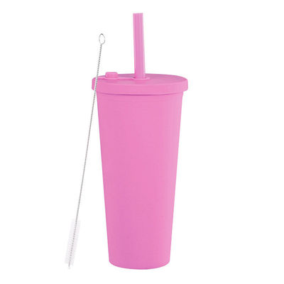 Verkoop herbruikbare plastic beker met stro Custom Logo Multi Color 24oz Double Wall Tumblers