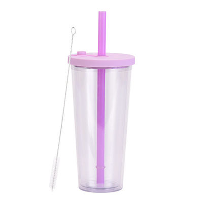 Verkoop herbruikbare plastic beker met stro Custom Logo Multi Color 24oz Double Wall Tumblers