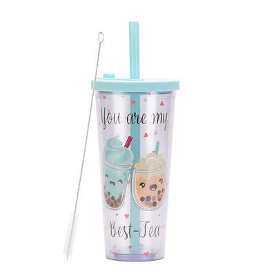 Terug naar school gelegenheid geïsoleerde dubbele wand ontwerp 24 oz plastic beker met aangepaste logo en deksels