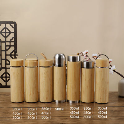 Koffie thee water bamboe roestvrij staal geïsoleerde warmwaterfles 350 ml 450 ml 500 ml