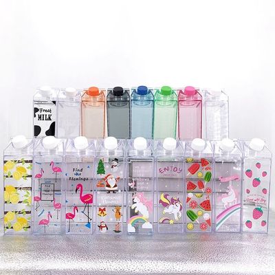 Transparante lekvrije beker 500 ml Plastic waterfles BPA-vrij Vierkante melk karton