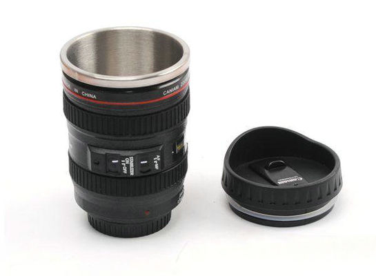 Creatieve dubbele wand roestvrij staal 400 ml camera lens vorm koffie mok reisfles