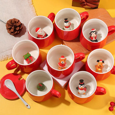 Duurzame kersthandgemaakte keramische theekop 3D koffiebeker voor cadeautjes en feesten