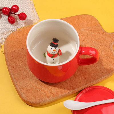 Duurzame kersthandgemaakte keramische theekop 3D koffiebeker voor cadeautjes en feesten