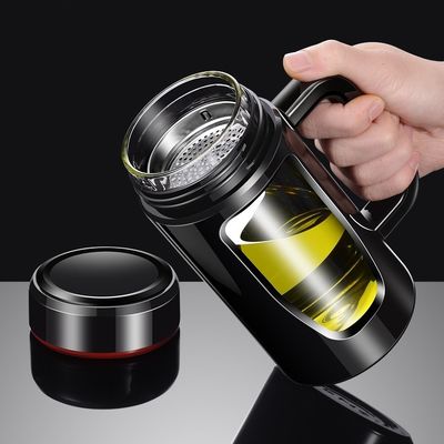 Klassieke design waterfles met dubbele laag isolatie en niet-glijdend glazen handvat