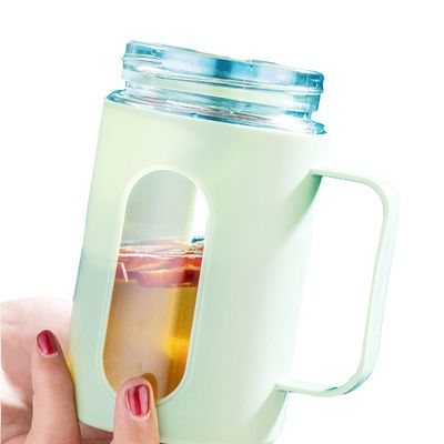 Office geurende thee koffie mok 500 ml glazen beker met aangepaste kleur deksel en handvat