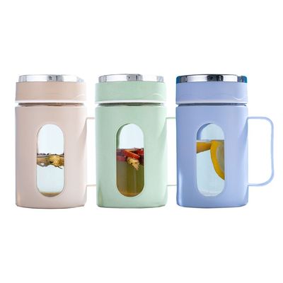 Office geurende thee koffie mok 500 ml glazen beker met aangepaste kleur deksel en handvat