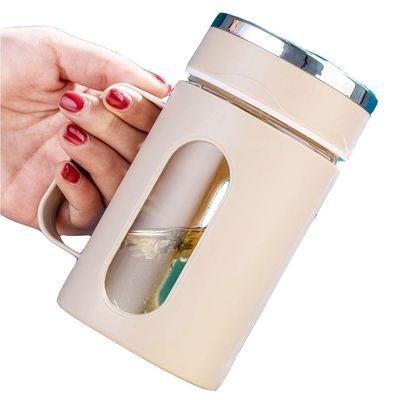 Office 500ml Custom Logo Glas waterfles met plastic mouw Direct Supply
