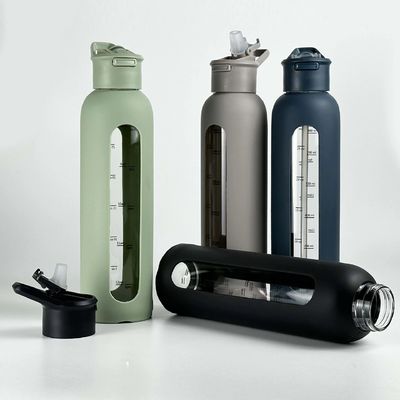 700 ml/1000 ml capaciteit Motiverende waterfles met stro en beschermende hoes