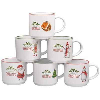 14oz Keramische koffie melk mok porselein witte kerst koffie mok met schattig ontwerp