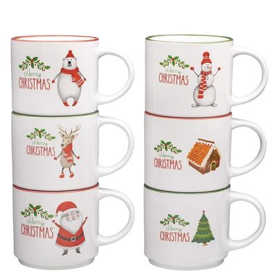 14oz Keramische koffie melk mok porselein witte kerst koffie mok met schattig ontwerp