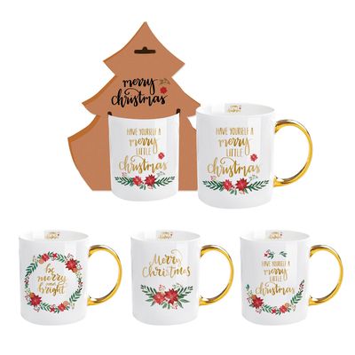 14oz Keramische koffie melk mok porselein witte kerst koffie mok met schattig ontwerp