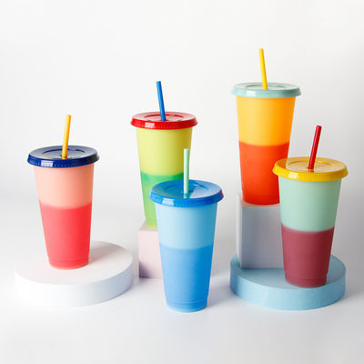 Leekproof 16oz 24oz BPA-vrije plastic koffiekopjes Koud waterfles met deksel en stro