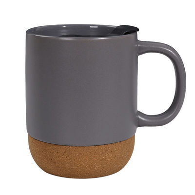 450ml Cork Base Stoneware Matte Ceramic Coffee Mug Met PP Lid Perfect Festival Gift Giving