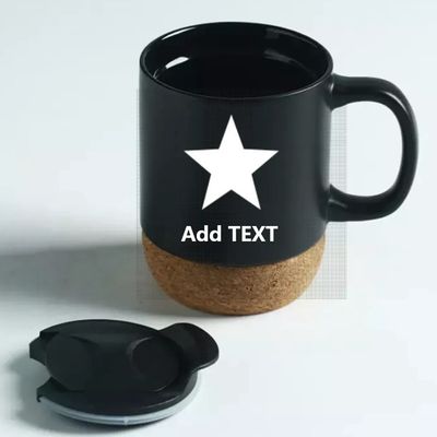 450 ml keramische kerstbeker met deksel Custom Logo Creatief kurk bodembeker Wit Mat