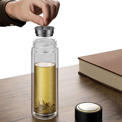 Glaswaterfles met theefilter Draagbaar dubbele laag ontwerp Borosilicaat materiaal