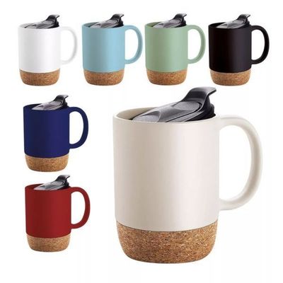 Zwarte matte kleur glazuur keramische kurk bodem koffiebekers met aangepast logo