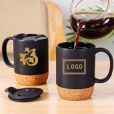 14 OZ Cork Base Stoneware Mat Custom Design Moedersdag Valentijnsdag Keramische Custom MUGS Met PP Deksel