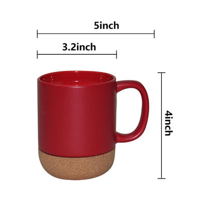 14 OZ Cork Base Stoneware Mat Custom Design Keramische koffiebeker met PP-deksel en duurzaam