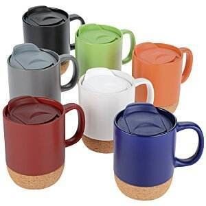 14 OZ Cork Base Stoneware Mat Custom Design Keramische koffiebeker met PP-deksel en duurzaam