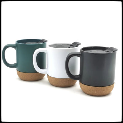 Custom Logo 15oz Sublimatie Porseleinen Koffiekop met Houten Onderkant Zwarte Keramische Melkbeker