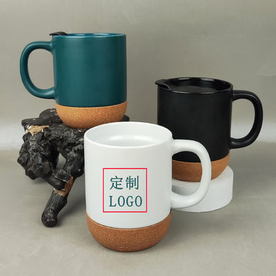Custom Logo 15oz Sublimatie Porseleinen Koffiekop met Houten Onderkant Zwarte Keramische Melkbeker