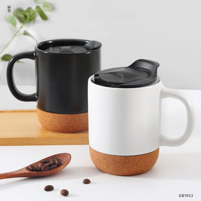 Custom Logo 15oz Sublimatie Porseleinen Koffiekop Keramische Cup Met Handvat Deksel En Houten Onderkant