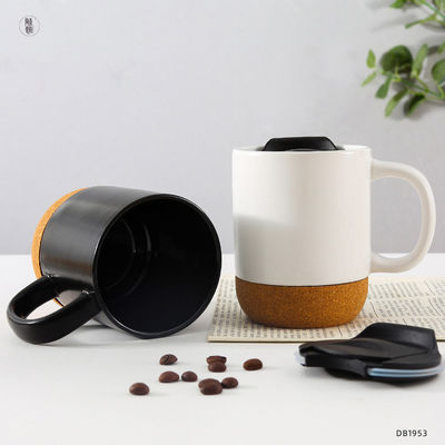 Custom Logo 15oz Sublimatie Porseleinen Koffiekop Keramische Cup Met Handvat Deksel En Houten Onderkant