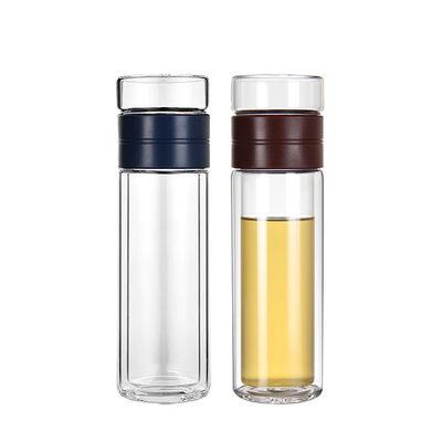 Glaswaterfles met theefilter en dubbelwandisolatie voor warme dranken