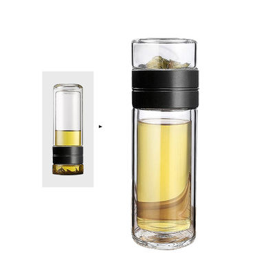 Glaswaterfles met theefilter en dubbelwandisolatie voor warme dranken