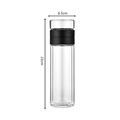 Glaswaterfles met theefilter en dubbelwandisolatie voor warme dranken
