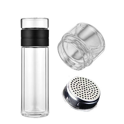 Glaswaterfles met theefilter en dubbelwandisolatie voor warme dranken