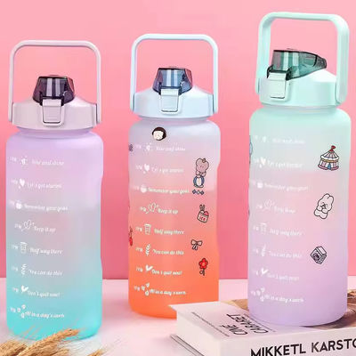 2L fitness plastic shaker fles met veerkap voor buitensport en unisex liefhebbers