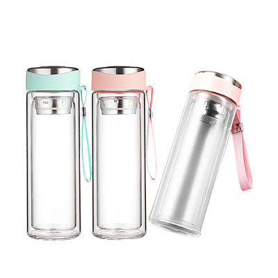 Eco 320ml Double Wall Glass Drink Thee Waterfles Met Thee Infuser Ideaal voor elke gelegenheid