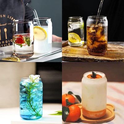 16oz glazen mok met bamboe deksel voor ijs bubbel thee koffie soda bier kan vorm