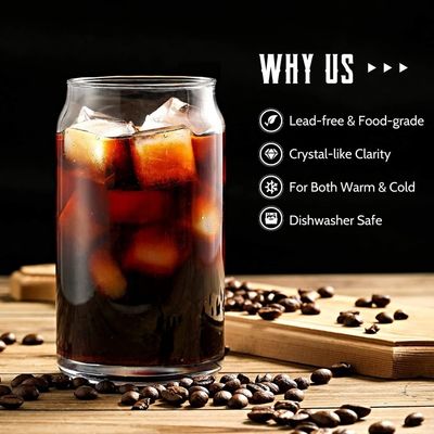 16oz glazen mok met bamboe deksel voor ijs bubbel thee koffie soda bier kan vorm