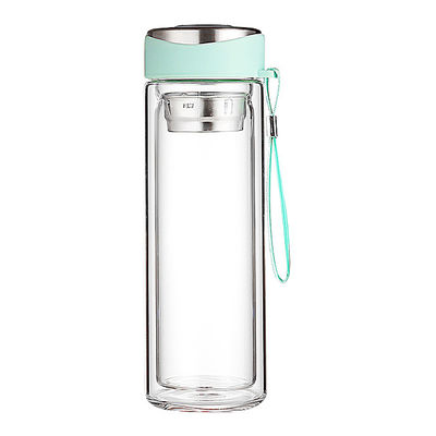 milieuvriendelijke borosilicaat glas waterfles met thee-infuser BPA-vrij en lekvrij