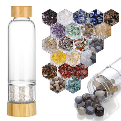 Hergebruikbare kristalsteen glas waterfles met een chique ontwerp voor meisjes 500 ml Draagbaar