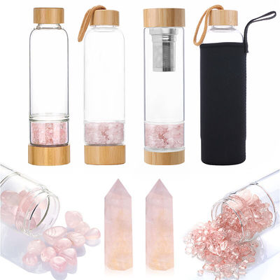 Hergebruikbare kristalsteen glas waterfles met een chique ontwerp voor meisjes 500 ml Draagbaar