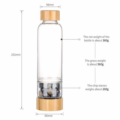 Hergebruikbare kristalsteen glas waterfles met een chique ontwerp voor meisjes 500 ml Draagbaar