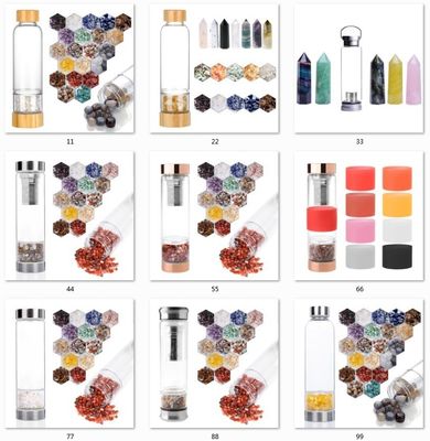 500 ml capaciteit Vintage Design Healing Glass Stones Kristallen waterfles voor het drinken
