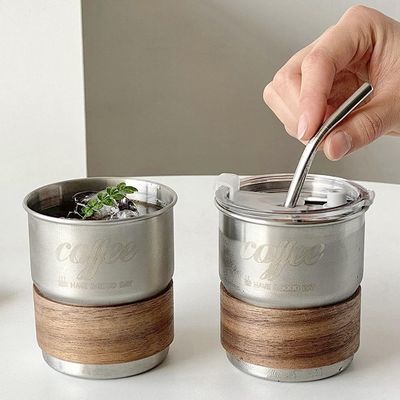 Outdoor Camping Custom 290ml roestvrij staal Reis koffiebeker met stro en deksel