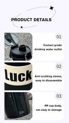 TOUR 600 ml Plastic Cup Bounce Mouth Draagbare transparante waterfles met touw en stro