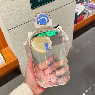 Blijf overal gehydrateerd 750 ml vierkant heldere waterfles met touw en lekdicht deksel