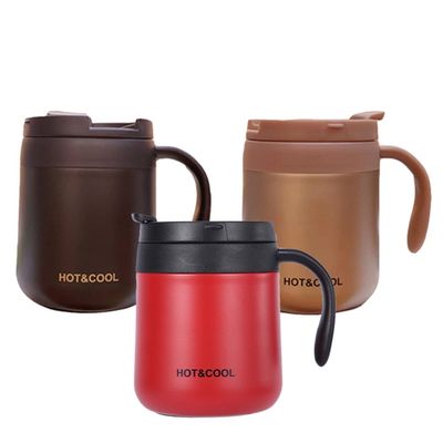 304 roestvrij staal kantoorbeker met handvat en deksel Custom logo Drinkende koffie Vacuum isolatie mok