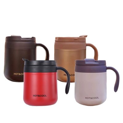 304 roestvrij staal kantoorbeker met handvat en deksel Custom logo Drinkende koffie Vacuum isolatie mok