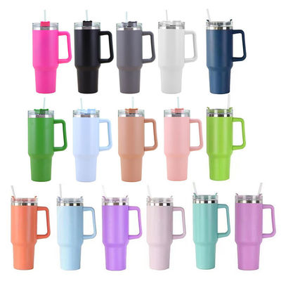 304 roestvrij staal mok vacuüm geïsoleerd 40 oz tumbler met handvat en stro met 1