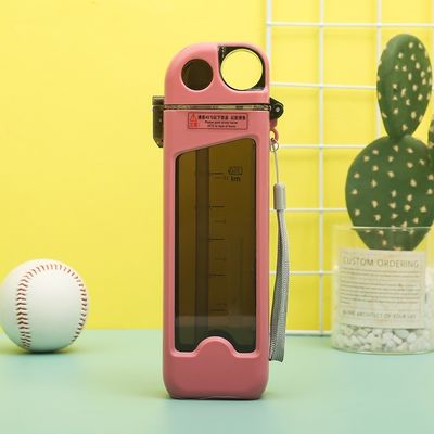 350 ml vierkante BPA-vrije plastic waterfles met handvat en tijdstempel