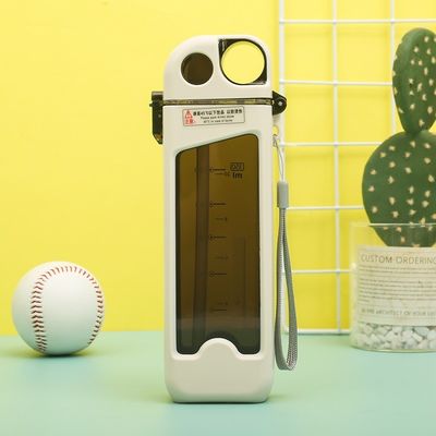 350 ml vierkante BPA-vrije plastic waterfles met handvat en tijdstempel
